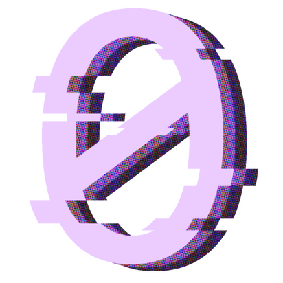 The 0mni logo, a light pink slashed zero
